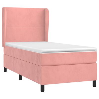 vidaXL Cama box spring con colchón terciopelo rosa 90x190 cm