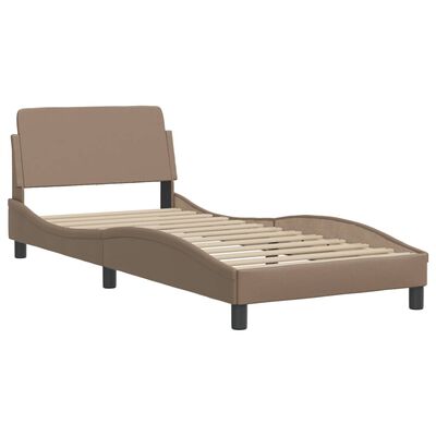 vidaXL Cama con colchón cuero sintético capuchino 90x200 cm