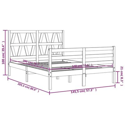 vidaXL Estructura de cama con cabecero madera maciza blanco 140x200 cm