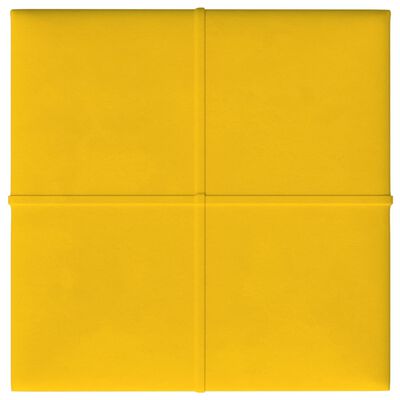 vidaXL Paneles de pared 12 uds terciopelo amarillo 30x30 cm 1,08 m²