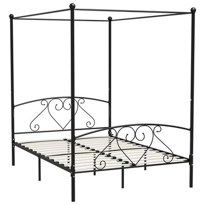 vidaXL Estructura cama con dosel sin colchón metal negro 160x200 cm