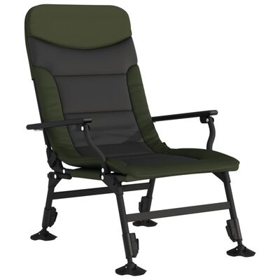 vidaXL Silla de pesca con reposabrazos plegable verde