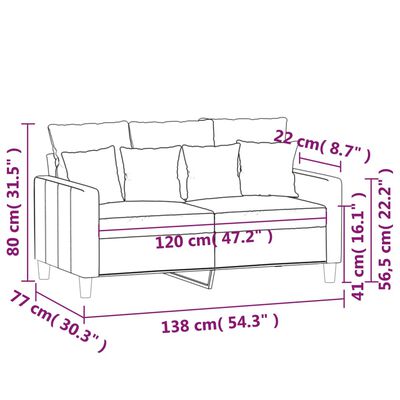 vidaXL Sofá de 2 plazas de terciopelo gris claro 120 cm