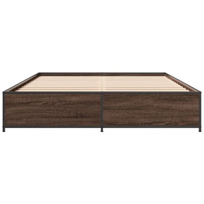 vidaXL Estructura cama madera ingeniería metal marrón roble 150x200 cm