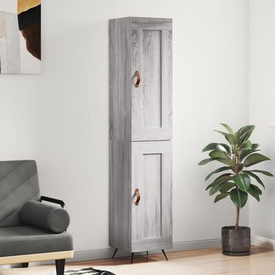 vidaXL Aparador alto madera contrachapada gris Sonoma 34,5x34x180 cm