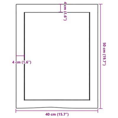 vidaXL Encimera de baño madera maciza sin tratar 40x50x(2-4) cm