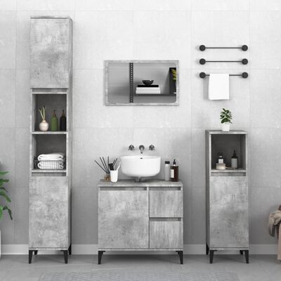 vidaXL Armario de baño madera contrachapada gris hormigón 65x33x60 cm