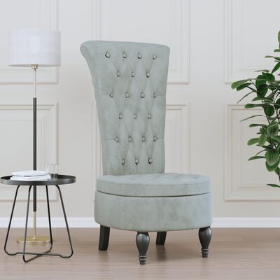 vidaXL Sillón de respaldo alto con botones terciopelo gris claro