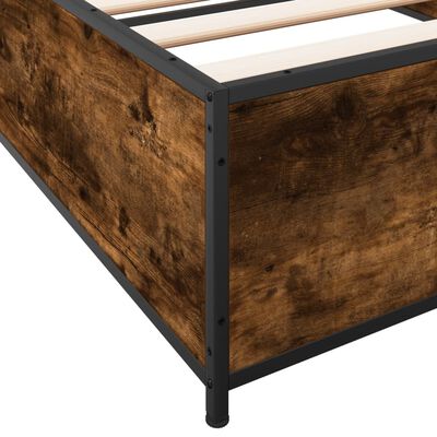 vidaXL Estructura cama madera ingeniería metal roble humo 75x190 cm