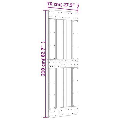 vidaXL Puerta corredera con herrajes madera maciza de pino 70x210 cm