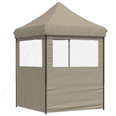 vidaXL Tienda de fiesta plegable Pop-Up con 2 paredes laterales taupe