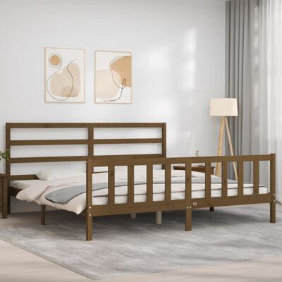 vidaXL Estructura cama y cabecero madera maciza marrón miel 200x200 cm