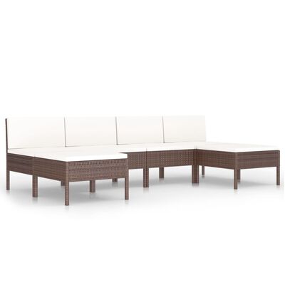 vidaXL Set muebles de jardín 6 piezas y cojines ratán sintético marrón