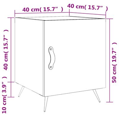 vidaXL Mesitas noche 2 uds madera ingeniería roble Sonoma 40x40x50 cm