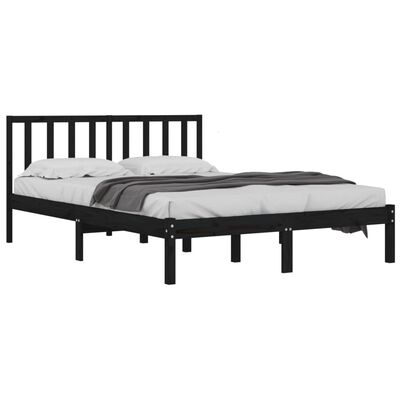 vidaXL Estructura de cama madera maciza de pino negro 135x190 cm