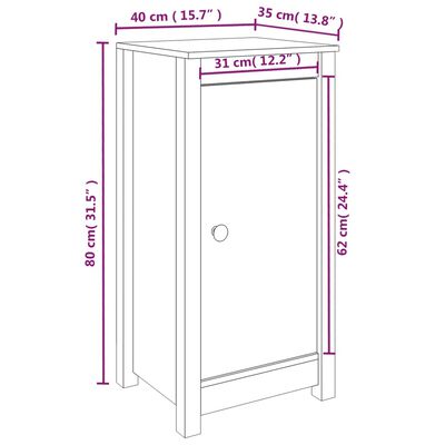 vidaXL Aparador de madera maciza de pino marrón miel 39x35x80 cm