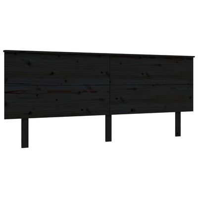 vidaXL Estructura cama de matrimonio con cabecero madera maciza negro