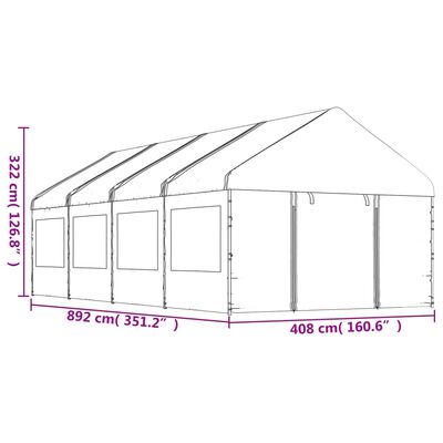 vidaXL Cenador con techo polietileno blanco 8,92x4,08x3,22 m