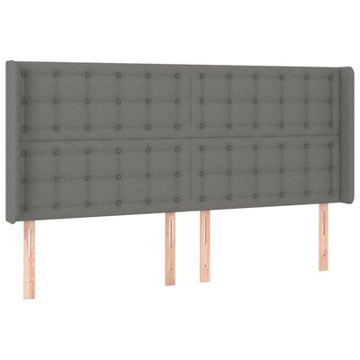 vidaXL Cama box spring colchón y luces LED tela gris oscuro 160x200 cm