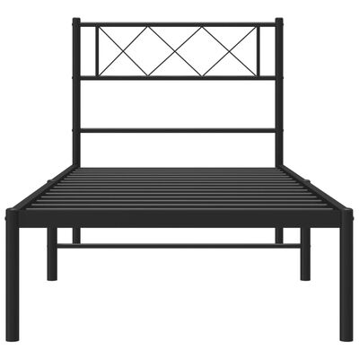 vidaXL Estructura cama sin colchón con cabecero metal negro 100x190 cm