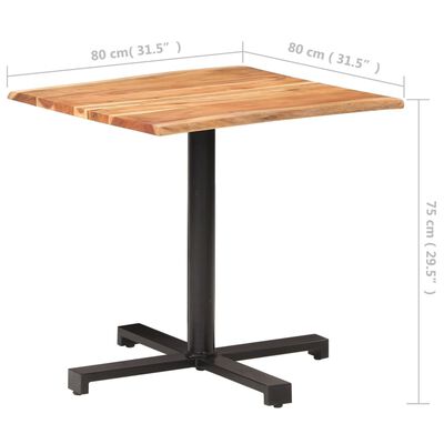 vidaXL Mesa de bistró borde natural madera maciza acacia 80x80x75 cm