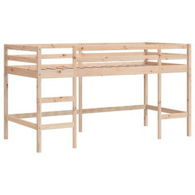 vidaXL Cama alta para niños con cortinas madera pino rosa 90x200 cm