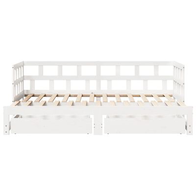 vidaXL Sofá cama nido con cajones madera maciza pino blanca 90x190 cm