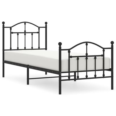 vidaXL Estructura de cama con cabecero y estribo metal negro 90x190 cm