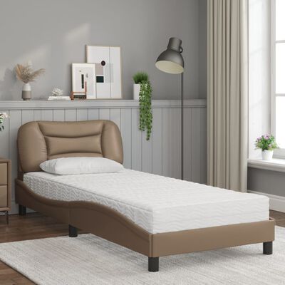 vidaXL Cama con colchón cuero sintético capuchino 80x200 cm