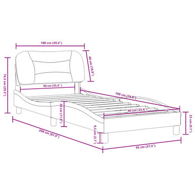 vidaXL Estructura de cama sin colchón tela azul 90x190 cm