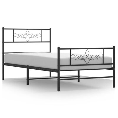 vidaXL Estructura cama sin colchón con estribo metal negro 100x190 cm