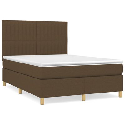 vidaXL Cama box spring con colchón tela marrón oscuro 140x190 cm