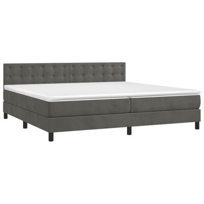 vidaXL Cama box spring con colchón terciopelo gris oscuro 200x200 cm