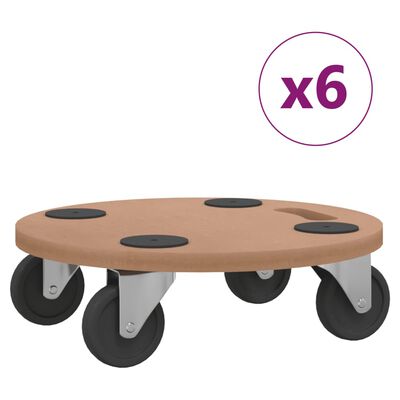 vidaXL Soportes con ruedas 6 uds madera de ingeniería redondo