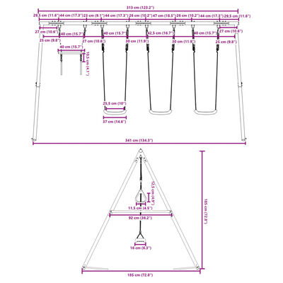 vidaXL Juego de columpios de exterior con columpios y trapecio