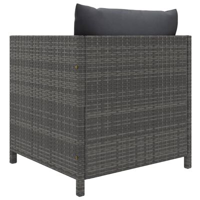 vidaXL Set de muebles de jardín 5 pzas y cojines ratán sintético gris