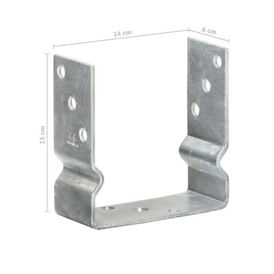 vidaXL Anclajes de valla 2 uds acero galvanizado plateado 14x6x15 cm