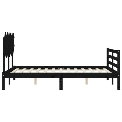 vidaXL Estructura de cama con cabecero madera maciza negro 120x200 cm