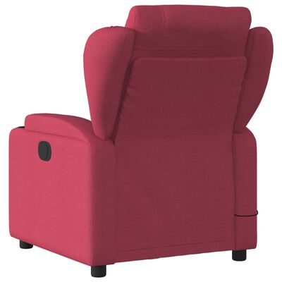 vidaXL Sillón de masaje reclinable de tela color vino tinto