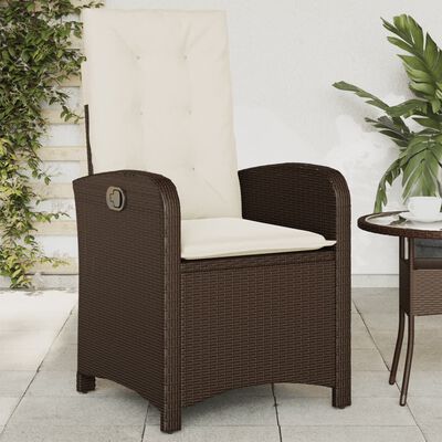 vidaXL Sillones reclinables jardín con cojines marrones 2 uds ratán PE