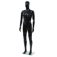 vidaXL Maniquí de hombre completo base vidrio negro brillante 185 cm