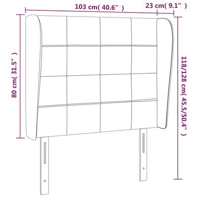 vidaXL Cabecero con orejas de terciopelo negro 103x23x118/128 cm