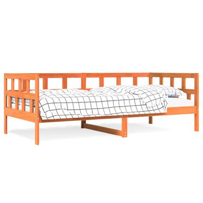 vidaXL Sofá cama de madera maciza de pino marrón cera 80x200 cm
