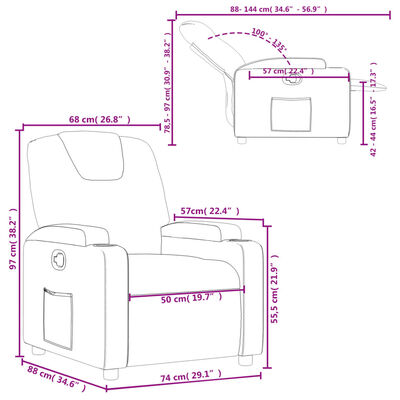 vidaXL Sillón reclinable de cuero sintético negro