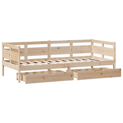 vidaXL Sofá cama con cajones madera maciza de pino 80x200 cm