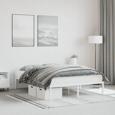vidaXL Estructura de cama de metal blanca 135x190 cm