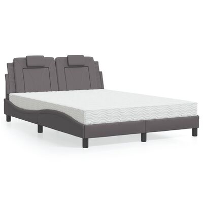 vidaXL Cama con colchón cuero sintético gris 120x200 cm