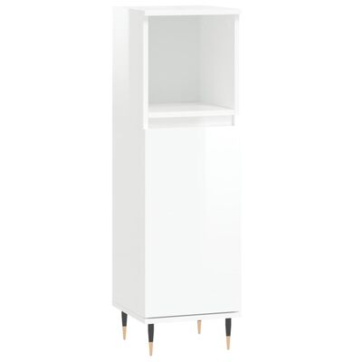 vidaXL Set muebles de baño 3 piezas madera contrachapada blanco brillo