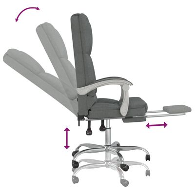 vidaXL Silla de oficina reclinable con masaje de tela gris oscuro