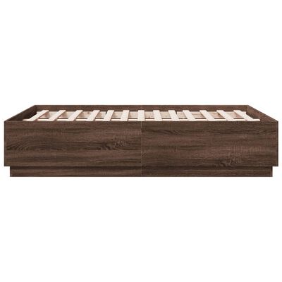 vidaXL Estructura cama con luces LED madera roble marrón 135x190 cm